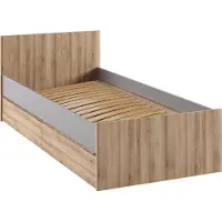 Nabbi Einzelbett mit Lattenrost und Stauraum Boran 90 - Eiche handwerklich / grau