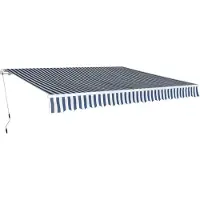 The Living Store Gelenkarmmarkise 400 cm Blau/Weiß