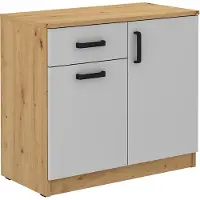 Masseno Kommode MALTESA 80 cm Sideboard mit 1 Schubladen und 2 Türen für Wohnzimmer Schlafzimmer Modern 80x41x73 cm Eiche Artisan / Grau