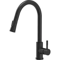 Quadron Küchenarmatur Mischbatterie 360°, JULIA SteelQ, Farbe: Schwarz, Höhe: 42,5 cm QFix-Funktion, Armatur Küche aus Edelstahl, Wasserhahn für Küche