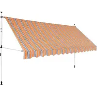 Syfax Einziehbare Markise Handbetrieben 350 cm Gelb/Blau Gestreift
