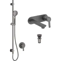 Lomadox Badezimmer Armaturen und Zubehör Set DEANTE-30 in titanium
