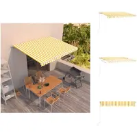 vidaXL Markise Manuell Einziehbar 450x350 cm Gelb und Weiß - Markisen