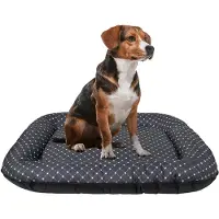 BOUTIQUEZOO Hundebett - Wasserfest, Waschbar Hundematte aus Codura | In & Outdoor für mittelgroße Hunde | Farbe: Schwarz/Muster: Pfoten, Größe M: 80 x 65 cm