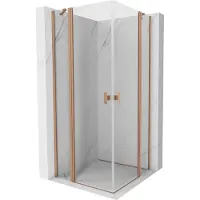 Mexen Mist Duo Duschkabine Schwenkbar 85 x 85 cm, transparent, gebürstetes Kupfer - 8A4-085-085-65-00