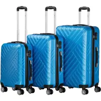 Zelsius Koffer Set 3 Stück, Blau, ABS Reisekoffer mit Zahlenschloss und Innen Trennwand