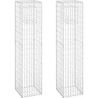Syfax Gabionensäulen 2 Stk. 40x40x180 cm Eisen