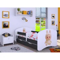 BDW , Kinderbett mit Matratze, Lattenrost, Schublade, LABU, Graphit, 180x90