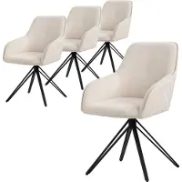 ML-Design 4x Esszimmerstuhl drehbar, Creme, aus Textil Webstoff mit Metallbeine