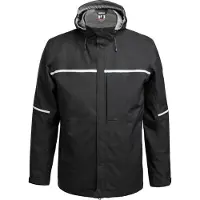 Volker Gonschorek & Co.GmbH Qualitex - wetterfeste Hardshelljacke | Reflex-Regenjacke mit justierbarer Kapuze - in Farbe: schwarz - Herren: 5XL