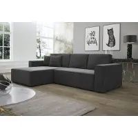 Fun-Möbel Ecksofa Schlafsofa Sofa CONOR Stoff Kronos Steel Morengo Ottomane Links