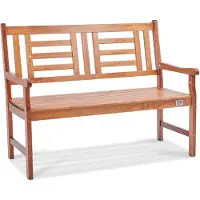 Vevor Gartenbank Terrassenbank aus Holz, 122 cm Parkbank Ruhebank 318 kg Tragkraft, 3 Personen Garten- und Parkbank mit Rückenlehne & Armlehnen, Vintage Sitzbank für Garten, Park, Hof, Veranda usw.