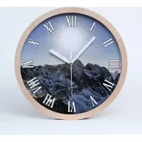 Tulup Holzuhr 30fi cm wanduhr - weiße Spitzen - Winter in der Tatra