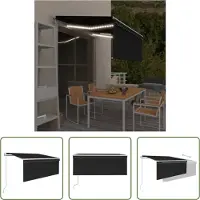 The Living Store Markise Automatisch mit Rollo LED Windsensor 3,5x2,5m Anthrazit