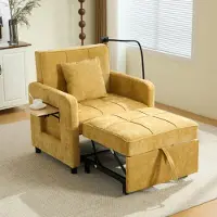 STILVORA Schlafsessel als 2-in-1mit Kissen, Einzelschlafsofa mit Seitentaschen und Aufbewahrungstasche, Sessel mit integriertem Beistelltisch