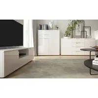 Feldmann-Wohnen Wohnzimmer-Set Paris Wohnwand 3-teilig weiß Hochglanz grifflos