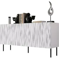 Mirjan 24 Kommode Jungle 152, Sideboard mit 3 Türen, Highboard mit Metallfüße, Griffloses Öffnungssystem push to open (Farbe: Weiß)