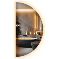 Tulup LED Spiegel - Badezimmerspiegel mit Beleuchtung - Halbkreis Ø 60cm – Warmweiß 3000K