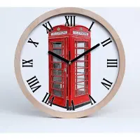 Tulup Holzuhr 25fi cm wanduhr - schwarze Spitzen - Telefonzelle