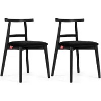 Konsimo Esstischstühle 2 St "LILIO", Schwarz, Buchenholz, Vintage, 47x76,5x45cm