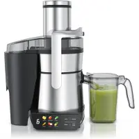 Arendo Entsafter Juicer 1000 W für Obst und Gemüse, Saftpresse, 85 mm XXL-Einfüllschacht, 6 Programme, 5 Stufen, 1 l Saftkanne, 2 l Tresterbehälter, BPA-frei, Edelstahl