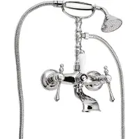 Casa Padrino Jugendstil Badewannen Armatur mit Brause Silber / Weiß H. 35,5 cm - Nostalgisches Bad Zubehör - Erstklassische Qualität - Italy