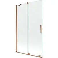 Mexen Velar Badewannenabtrennung 2-flügelig verschiebbar 110 x 150 cm, transparent, Roségold - 896-110-000-01-60