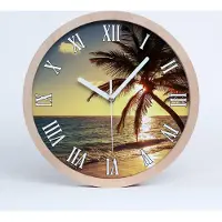 Tulup Holzuhr 20fi cm wanduhr - weiße Spitzen - tropischer Strand