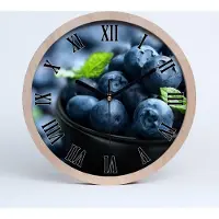 Tulup Holzuhr 25fi cm wanduhr - schwarze Spitzen - Blaubeeren