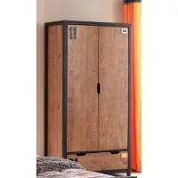 Lomadox Kleiderschrank 2-trg. mit Schubkasten CUSCO-12, cognacfarbig, schwarz, B x H x T ca. 100 x 200 x 55cm