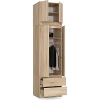 BDW Kleiderschrank mit Aufsatz, 4-türiger Kleiderschrank, Eiche Sonoma