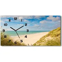 Tulup Wanduhr aus Glas – 60x30 cm - Glasbild - Glasuhr - Gehärtetes Glas - schwarze-zeiger - Küstendüne