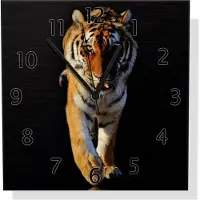 Wallario Design Wanduhr Laufender Tiger aus Aluverbund, Größe 30 x 30 cm