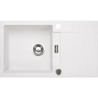 QLS Spülbecken 76x44 cm mit Abtropffläche Siphon Reversibel - Runner Weiß 11196
