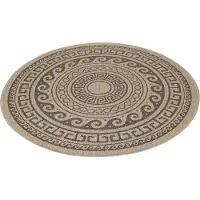 Ayyildiz Hali Outdoor Teppich Wetterfest 200x200 Rund Natur für Camping Garten oder innen Vintage Design aus Polypropylen