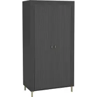 Mirjan 24 Kleiderschrank Mossa 2D MO01, Schlafzimmer Drehtürenschrank, Stilvoll Kollektion, Kleiderstange (Farbe: Schwarz)