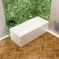 ECOLAM Badewanne Wanne Acrylwanne TAMI Rechteck Acryl Sanitäracryl weiß 180x80 cm + Ablaufgarnitur Ab- und Überlauf Automatik Füße Silikon Set