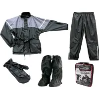 Roleff RO1005 4-teiliges Regenset für Motorradfahrer – Jacke, Hose, Hand- & Schuhüberzieher Größe: M,