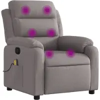Syfax Massagesessel Taupe Stoff, 6-Punkt-Vibrationsmassage, verstellbar, Seitentasche, Fernbedienung, 75x100 cm