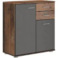 Masseno Kommode MICHELE 71 cm Sideboard mit 2 Schubladen und 2 Türen für Wohnzimmer Schlafzimmer Modern 71x35x75 cm Braun / Hellgrau
