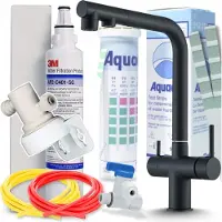 ARI Venom 2 3-Wege Küchenarmatur Schwarz Matt Ausziehbar mit 3M AP2-C405-SG Trinkwasserfilter Untertisch