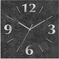 ARTland Wanduhr auf Alu Quarzuhr - silberne Zeiger Granitoptik Größe: 30x30 cm