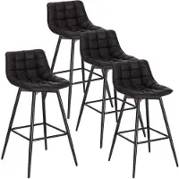 Woltu 4er-Set Barhocker Designer Barstuhl Hocker Tresenhocker Bistrohocker mit Fußstütze Kunstleder Metall Anthrazit
