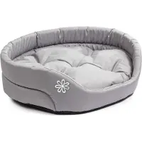 BOUTIQUEZOO BOUTIQUE ZOO Hundebett | Oval Hundekissen für Hunde oder Katzen | Kratzfest Hundeliege mit Kissen | Hundekorb | Waschbar Polyester Grau XL