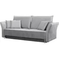 Mirjan 24 Schlafsofa Bregi, Stilvoll Wohnzimmer Couch mit Bettkasten und Schlaffunktion (Farbe: Tiffany 15, Füße: Silber)