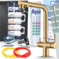 ARI Venom 2 3-Wege Küchenarmatur Gebürstetes Gold Ausziehbar mit 5-Stufen Wasserfiltersystem Untertisch Trinkwasserfilter