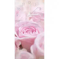 Wallario Design Wanduhr bedruckt, Größe 30 x 60 cm, Motiv: Rosafarbene Rosenblüten im Strauß