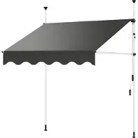 Mucola Klemmmarkise höhenverstellbar Balkon Markise ohne Bohren Sonnenmarkise Sonnenschutz Windschutz - Grau 300 x 120 cm