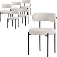 ML-Design Esszimmerstühle 6er Set, Küchenstuhl, aus Teddystoff Weiß, Wohnzimmerstuhl mit Rückenlehne, Polsterstühle mit Metallbeinen, Loungesessel