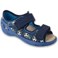 Befado Hausschuhe Sandalen Sunny 063X020 blau Fußball mit Ledersohle